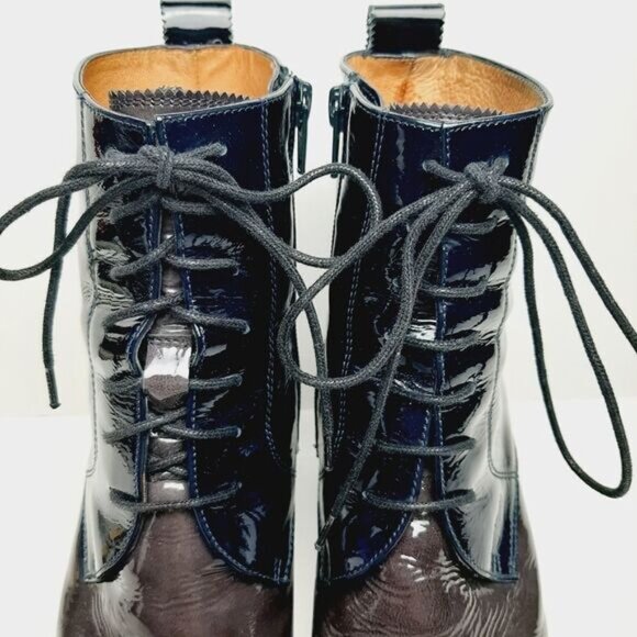 HISPANITAS Booties Lace-up Stiletto Heels Oxford Patent Leather Sz 6.5 | Eur 37 - Picture 5 of 14